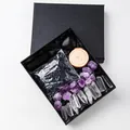 Natural obsidian crystal set with heart stone, hexagonal pillar, and raw gems in a gift box - Black Obsidian