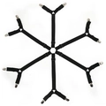 Adjustable black elastic bed sheet fasteners with strong silver metal clips set - Star-Shaped Radial Black Style / Black
