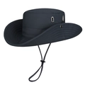 Dunkelgrauer Outdoor Sonnenhut mit breiter Krempe, Kinnriemen und Belüftung - Verstellbar / Marineblau