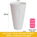 White conical PP plastic flower bucket variant, 35cm height with 21cm top diameter - Ice Cream White Thickened Extra Large