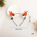 Christmas reindeer antler headband with bells and felt ears in red and brown colors - Bell Pom Pom