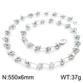 Zilveren roestvrijstalen ketting met geometrische knoop en gepolijste schakels - 55cm / Zilveren Ketting (KN228589-Z) / Zilver