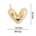 Détails des dimensions et du poids du pendentif cœur en or 18k pour bijoux DIY - Pendentif Grand Cœur en Or Lisse (DZ-188)