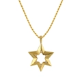 S925 silver gold-plated hexagram star necklace featuring sparkling inlaid crystals - NMN11-Hollow Hexagram Gold Necklace
