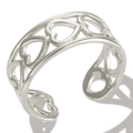 Minimalist silver-finish V-shaped open ring with a delicate hollow heart pattern - A Style Steel Color
