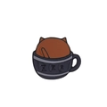 Vintage cat in coffee cup enamel pin with ZZZ sleeping symbol on white background - Grey Cup Cat Butt ZZZ (C1958-8)