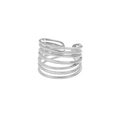 Minimalistische meerlaagse zilveren titanium stalen ring met verstelbaar open ontwerp - Zilver
