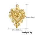 Detail view of heart pendant with 33x24mm dimensions and weight of 4g for jewelry DIY - A0199 Hollow Crown Heart