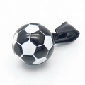 Minimalistisches Edelstahl-Halskette mit Fußball-Anhänger in schwarz-weißem Emaille-Finish - 14mm 3D Schwarz-Weiß-Fußballanhänger (Ohne Kette) (KP100639-HR)