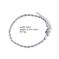 3mm silver rope chain bracelet in stainless steel with lobster clasp and extension - Steel Color Rope Chain Style / 3mm Wide / 23cm Long