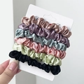 Set di 6 elastici in raso colorato in tonalità pastello su cartoncino bianco - Combo Nero Rosa Blu Chiaro (9#)