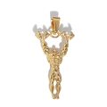 Macro shot of gold-plated stainless steel bodybuilding pendant with muscular athlete and barbell - Muscle Man - Gold