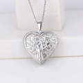 Silver stainless steel heart locket necklace with tree of life engraving - Coconut Tree Heart/Steel