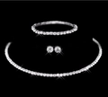 Elegant silver-plated tennis jewelry set with necklace bracelet and stud earrings - 426 Single Row Silver Three-piece Set