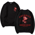 Black crewneck sweatshirt featuring red Cherries Social Club graphic on the back - Black