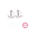 Elegantes pendientes de plata de ley 925 con racimo de circonitas marquesa y redondas - Plata de Ley 925/Circonita / Estilo de Flor Cluster Circonita Marquesa