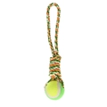 Detail of durable cotton rope dog toy with tennis ball for pet dental care and play - TB10405-Style 3 (Tri-color Tennis Handle)