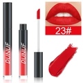 Rouge à lèvres mat 23 avec applicateur et test de couleur sur lèvres et bras - 23#