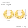 U-förmige Edelstahl-Ohrringe in 18k Vergoldung, 23mm Größe mit glänzendem Finish - Spiralstruktur Großer Reifen-Stil (ZX1235)