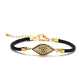 Bracelet ajustable en corde noire avec breloque œil de démon en zircons colorés - Style Oeil Ovale Zircon Coloré (CB0294CX)