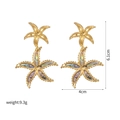 Boucles d'oreilles double étoile de mer en acier doré 18K avec incrustation d'abalone - Boucles d'oreilles étoile de mer en coquille irisée (E719-hx)