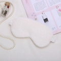 Soft cream white plush sleep mask with elastic strap for light blocking comfort - Off White