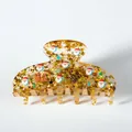 Transparente Weihnachts-Haarklammer mit Goldpailletten und Weihnachtsmann-Druck - Weihnachtsmann-Muster (C8-1-23)