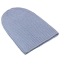Light blue ribbed knit beanie hat for winter warmth with stretchable fabric design - Sky Blue / One Size(Adjustable)