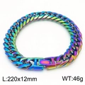 Bracelet chaîne cubaine arc-en-ciel pour hommes, bijoux en acier 220x12mm 46g - Bracelet Multicolore