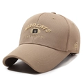 Khaki canvas baseball cap with 3D embroidery showing ALLOCATE EVERYBODY lettering - Deep Beige