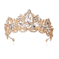 Luxus Gold Braut Tiara mit funkelnden Kristallsteinen und Barockmustern - Gold