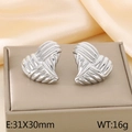 Silver textured heart earrings in 31x30mm size with polished stainless steel finish - Steel Color (KE115948-KFC)