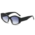 Occhiali da sole cat-eye retrò con montatura geometrica nera e lenti viola sfumate - Montatura Nera Lente Grigia Sfumata