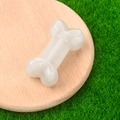 Hand-carved white translucent natural crystal bone figurine on a round wooden tray - White Crystal