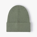 Bonnet en maille côtelée minimaliste vert sauge avec un large revers replié - Vert Militaire (22B044)