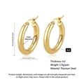 Goldene Titanstahl Creolen mit 16mm Außendurchmesser und 4mm breitem Profil Design - Clip-Stil Gold Außendurchmesser 16mm