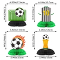 Soccer party honeycomb decorations with specific size dimensions for jerseys and trophies - Soccer Honeycomb Table Decor