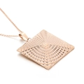 Rose gold square pendant necklace featuring a geometric concentric circle radial texture - Rose Gold Radial Texture Square Style [No Chain] (KP30398-K)