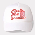 White Fizz The Season trucker hat with red print and breathable mesh for outdoor activities - White
