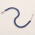 Blue crystal tennis bracelet with silver plating and adjustable lobster clasp - Steel-Blue / Bracelet
