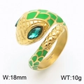 Snake wrap ring in gold finish with green enamel scales and faceted gemstone eyes - US 8 / Style J Gold Enamel(KR1087809-KJX)