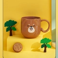 Cute brown cartoon dog plastic mouthwash cup with ergonomic handle for children - Coffee Brown Dog Cup