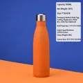 Gourde isotherme en acier inoxydable orange mat 500 ml avec bouchon métallique argenté - Orange Cinabre (500ml) Mince