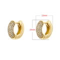 Classic 18K gold plated hoop earrings with white zircon crystals, 14mm height - VE1458 (12mmx13mm) / Gold