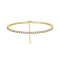 Elegant S925 sterling silver gold tennis bracelet featuring white cubic zirconia stones - Machine-made Tennis Chain 2mm White Zirconium Electroplated 14k Gold Approx. 3.61g.