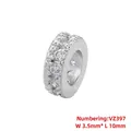 Perle en argent avec zircons mesurant 3,5 mm de largeur et 10 mm de longueur totale - Perle Longue à une Rangée de Zircone (VZ397) / 3.5x10mm / Or blanc