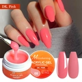 Detailed view of dark pink acrylic nail gel texture and finished long manicure look - Dark Pink(08)