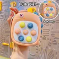 Creative orange dinosaur handheld pop puzzle toy with alphabet buttons and wrist strap - Dinosaur Style - Pink