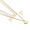 Collana a tre strati d'oro con pendente a cuore, perle bianche e orecchini a lobo a cuore - Oro (KS140928-KLX)