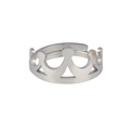 Vintage silver hollow crown open ring with adjustable band for men and women - Crown Design-Silver